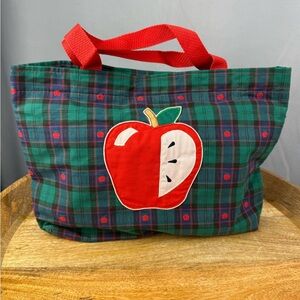 Vintage Apple Tote 🍎 Plaid Teacher Bag Preppy Fall Market